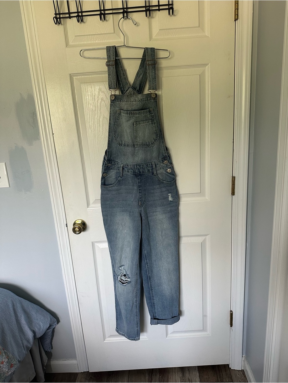 Wallflower Authentic Denim Overalls Bibs, W.Small, Distressed Holes